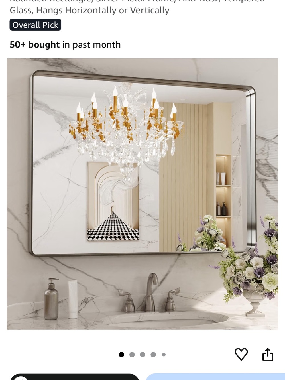 Contemporary Silver Frame Vanity Mirror - Rectangular - Picture 3 of 4